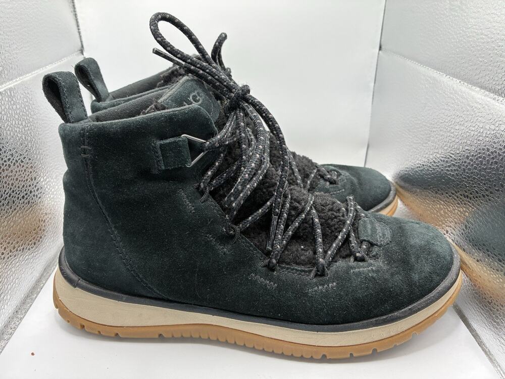 UGG Lakesider Heritage Mid Womens 7.5 EU 38.5 Black Suede Waterproof Hiker Boot